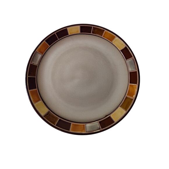 Set of 2 GIBSON ELITE Casa Estebana Stoneware Handpainted Brown 11" Dinner Plate - Picture 1 of 6